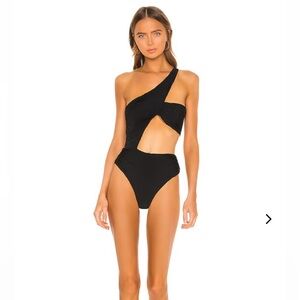 Lovers + Friends Black One-Shoulder Swimsuit